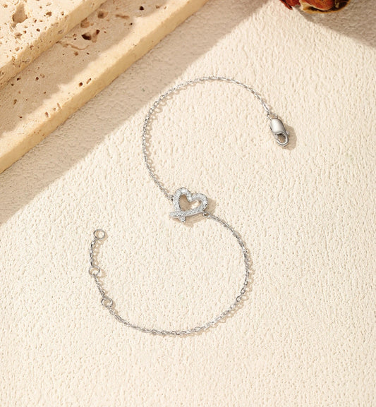 Bratara Inima cu Moissanite D Color Pave