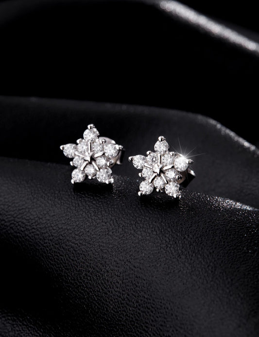 Cercei cu Moissanite D Color Snowflake